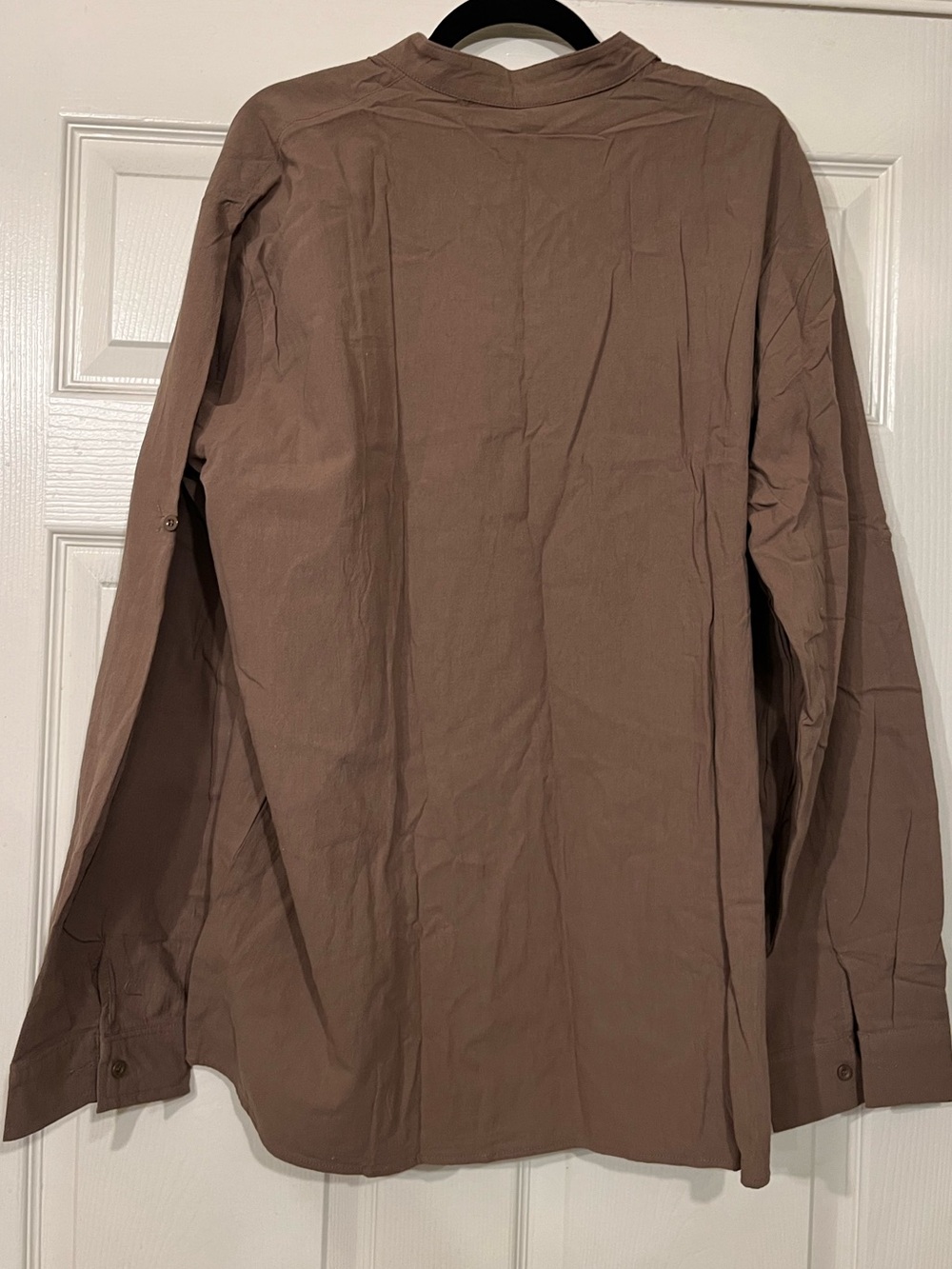 Men's Brown Lace-Up Long-Sleeve Shirt - Picture 3 of 3